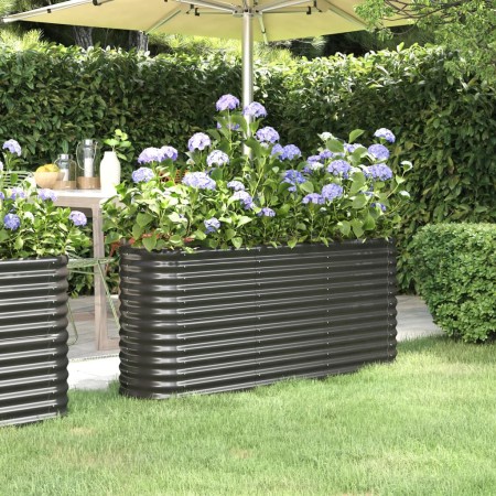 Steel flower bed anthracite powder coated 152x40x68 cm by vidaXL, Pots and planters - Ref: Foro24-318896, Price: 82,66 €, Dis...