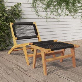 Gartenstuhl mit Fußstütze aus massivem Teakholz und Polyester von vidaXL, Gartenstühle - Ref: Foro24-319155, Preis: 238,99 €,...