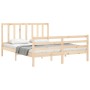 Double bed frame with solid wood headboard by vidaXL, Beds and slatted bases - Ref: Foro24-3193861, Price: 137,46 €, Discount: %