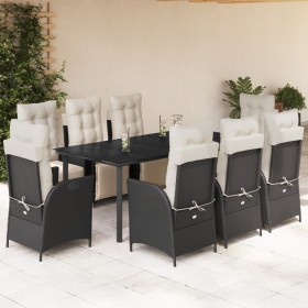 Set de comedor de jardín 9 pzas y cojines ratán sintético negro de vidaXL, Conjuntos de jardín - Ref: Foro24-3213391, Precio:...