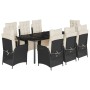 Set de comedor de jardín 9 pzas y cojines ratán sintético negro de vidaXL, Conjuntos de jardín - Ref: Foro24-3213391, Precio:...