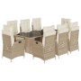 Set comedor de jardín 9 pzas con cojines ratán sintético beige de vidaXL, Conjuntos de jardín - Ref: Foro24-3213125, Precio: ...