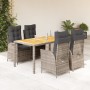 Set comedor de jardín 5 piezas con cojines ratán sintético gris de vidaXL, Conjuntos de jardín - Ref: Foro24-3213106, Precio:...