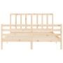 Double bed frame with solid wood headboard by vidaXL, Beds and slatted bases - Ref: Foro24-3193861, Price: 137,46 €, Discount: %