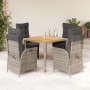 Set comedor de jardín 5 piezas con cojines ratán sintético gris de vidaXL, Conjuntos de jardín - Ref: Foro24-3213104, Precio:...