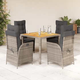 5-teiliges Garten-Essset mit grauen Kissen aus synthetischem Rattan von vidaXL, Gartensets - Ref: Foro24-3213104, Preis: 584,...