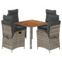 Set comedor de jardín 5 piezas con cojines ratán sintético gris de vidaXL, Conjuntos de jardín - Ref: Foro24-3213104, Precio:...