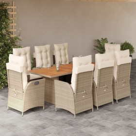 9-piece garden dining set with beige synthetic rattan cushions by vidaXL, Garden sets - Ref: Foro24-3213146, Price: 1,00 €, D...