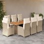 Set comedor de jardín 9 pzas con cojines ratán sintético beige de vidaXL, Conjuntos de jardín - Ref: Foro24-3213146, Precio: ...