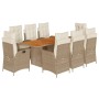 Set comedor de jardín 9 pzas con cojines ratán sintético beige de vidaXL, Conjuntos de jardín - Ref: Foro24-3213146, Precio: ...