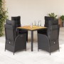 5-teiliges Gartenmöbel-Set mit schwarzen synthetischen Rattankissen von vidaXL, Gartensets - Ref: Foro24-3213339, Preis: 658,...