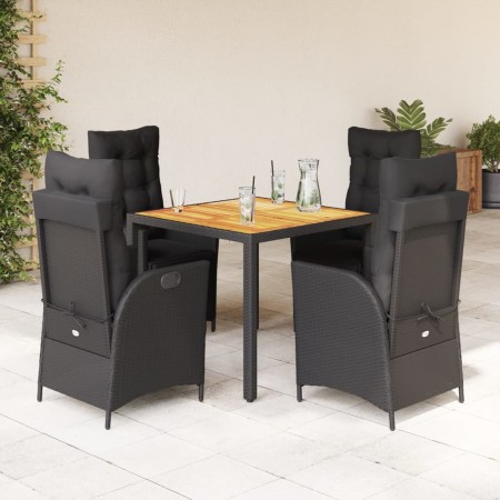 Set de muebles jardín 5 pzas con cojines ratán sintético negro de vidaXL, Conjuntos de jardín - Ref: Foro24-3213339, Precio: ...