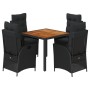 Set de muebles jardín 5 pzas con cojines ratán sintético negro de vidaXL, Conjuntos de jardín - Ref: Foro24-3213339, Precio: ...