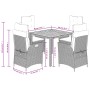 Set comedor de jardín 5 piezas con cojines ratán sintético gris de vidaXL, Conjuntos de jardín - Ref: Foro24-3213345, Precio:...