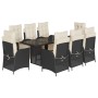 Set de comedor de jardín 9 pzas y cojines ratán sintético negro de vidaXL, Conjuntos de jardín - Ref: Foro24-3213351, Precio:...