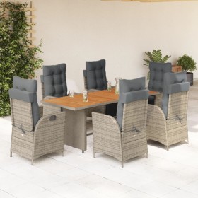 Set comedor jardín 7 pzas y cojines ratán sintético gris de vidaXL, Conjuntos de jardín - Ref: Foro24-3213370, Precio: 991,10...