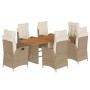 Set comedor de jardín 7 pzas con cojines ratán sintético beige de vidaXL, Conjuntos de jardín - Ref: Foro24-3213372, Precio: ...