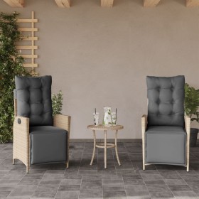 Recliner garden footstool 2 pcs PE rattan beige mix by vidaXL, Garden chairs - Ref: Foro24-365293, Price: 264,48 €, Discount: %