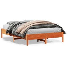 Wax brown pine solid wood bed frame 140x200 cm by vidaXL, Beds and slatted bases - Ref: Foro24-842701, Price: 116,99 €, Disco...