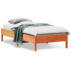 Wax brown solid pine wood bed frame 90x190 cm by vidaXL, Beds and slatted bases - Ref: Foro24-842729, Price: 84,99 €, Discoun...