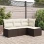 Gartenhocker mit braunem synthetischem Rattankissen 55x55x37 cm von vidaXL, Hocker für den Außenbereich - Ref: Foro24-366206,...