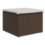 Gartenhocker mit braunem synthetischem Rattankissen 55x55x37 cm von vidaXL, Hocker für den Außenbereich - Ref: Foro24-366206,...