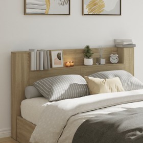 Cabecero de cama con LED roble Sonoma 180x16,5x103,5 cm de vidaXL, Cabeceros y pies de cama - Ref: Foro24-839261, Precio: 102...