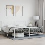 Metal bed frame with headboard and footboard white 193x203 cm by vidaXL, Beds and slatted bases - Ref: Foro24-376299, Price: ...