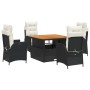 Set de muebles jardín 5 pzas con cojines ratán sintético negro de vidaXL, Conjuntos de jardín - Ref: Foro24-3277438, Precio: ...