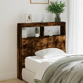 Headboard with LED light smoked oak 100x17x102 cm by vidaXL, Headboards and footboards - Ref: Foro24-839186, Price: 74,99 €, ...