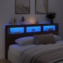 Cabecero de cama con luz LED marrón roble 200x17x102 cm de vidaXL, Cabeceros y pies de cama - Ref: Foro24-839223, Precio: 123...