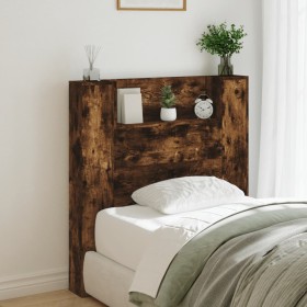 Bed headboard with LED light smoked oak 100x16.5x103.5 cm by vidaXL, Headboards and footboards - Ref: Foro24-839235, Price: 8...