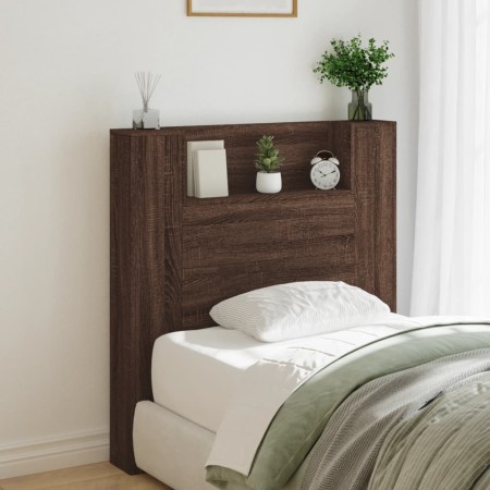 Oak brown headboard with LED light 100x16.5x103.5 cm by vidaXL, Headboards and footboards - Ref: Foro24-839237, Price: 88,99 ...