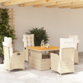 5-teiliges Garten-Essset mit beigen Kissen aus synthetischem Rattan von vidaXL, Gartensets - Ref: Foro24-3277473, Preis: 698,...