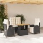 Juego comedor jardín 4 piezas con cojines ratán sintético negro de vidaXL, Conjuntos de jardín - Ref: Foro24-3277444, Precio:...