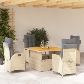 5-teiliges Garten-Essset mit beigen Kissen aus synthetischem Rattan von vidaXL, Gartensets - Ref: Foro24-3277486, Preis: 737,...