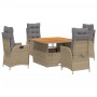 Set comedor de jardín 5 pzas con cojines ratán sintético beige de vidaXL, Conjuntos de jardín - Ref: Foro24-3277486, Precio: ...