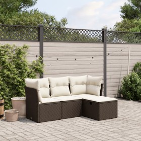 4-teilige Gartensofagarnitur und braune synthetische Rattankissen von vidaXL, Gartensets - Ref: Foro24-3263119, Preis: 259,18...