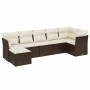 7-teiliges Gartensofa-Set mit braunen PE-Rattan-Kissen von vidaXL, Gartensets - Ref: Foro24-3263199, Preis: 468,49 €, Rabatt: %