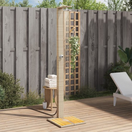 Outdoor shower PE rattan and beige acacia wood 50x55x224 cm by vidaXL, Pool and spa accessories - Ref: Foro24-368208, Price: ...