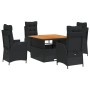 Set de muebles jardín 5 pzas con cojines ratán sintético negro de vidaXL, Conjuntos de jardín - Ref: Foro24-3277450, Precio: ...