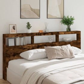 Headboard with LED light smoked oak 220x17x102 cm by vidaXL, Headboards and footboards - Ref: Foro24-839228, Price: 119,99 €,...