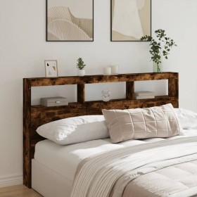 Headboard with LED light smoked oak 180x17x102 cm by vidaXL, Headboards and footboards - Ref: Foro24-839214, Price: 109,99 €,...