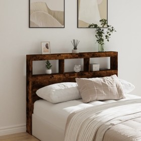 Headboard with LED light smoked oak 140x17x102 cm by vidaXL, Headboards and footboards - Ref: Foro24-839200, Price: 95,23 €, ...