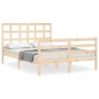 Double bed frame with solid wood headboard by vidaXL, Beds and slatted bases - Ref: Foro24-3193956, Price: 116,83 €, Discount: %