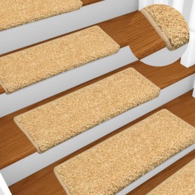 Alfombras de peldaños de escalera 15 uds beige 65x21x4 cm de vidaXL, Alfombrillas para escalones - Ref: Foro24-134577, Precio...