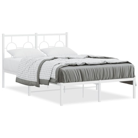 Metal bed frame with white headboard 120x200 cm by vidaXL, Beds and slatted bases - Ref: Foro24-376273, Price: 101,12 €, Disc...