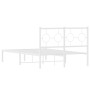 Metal bed frame with white headboard 120x200 cm by vidaXL, Beds and slatted bases - Ref: Foro24-376273, Price: 101,12 €, Disc...