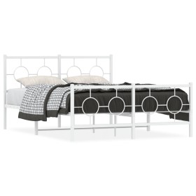 Metal bed frame with headboard and white footboard 135x190 cm by vidaXL, Beds and slatted bases - Ref: Foro24-376292, Price: ...