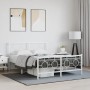 Metal bed frame with headboard and white footboard 135x190 cm by vidaXL, Beds and slatted bases - Ref: Foro24-376292, Price: ...